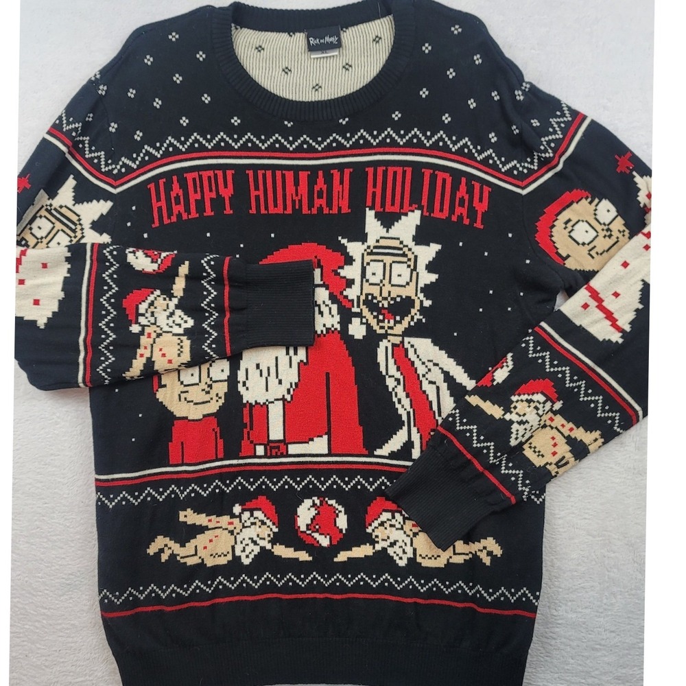 Rick and Morty Happy Human Holiday Ugly Christmas Sweater Mens XL Ripple Jctn